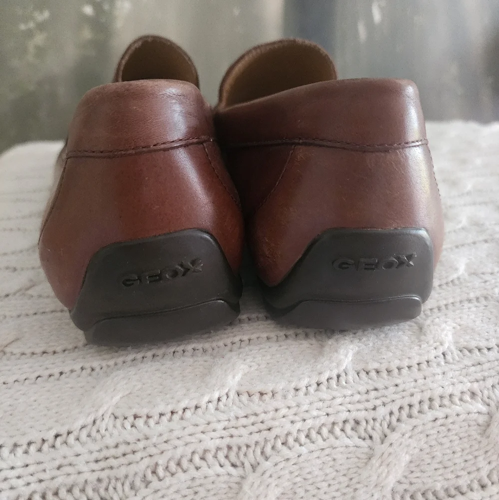 Geox Men's Brown Leather Slip-On Loafers
